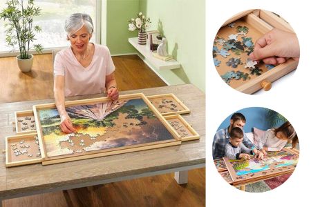 Houten puzzelorganizer met lades - Premium 