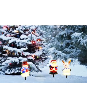 Kerstverlichting met kerstman, rendier en sneeuwman